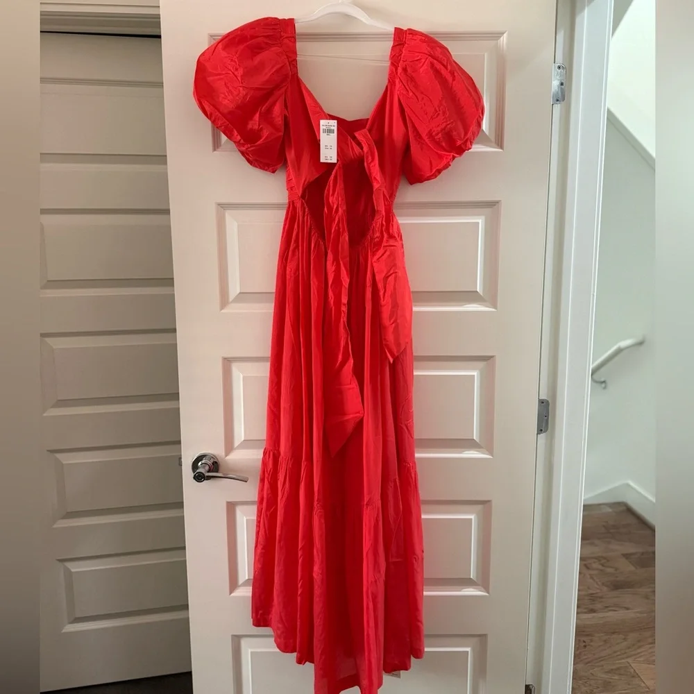 Abercrombie & Fitch Emerson Drama Bow-Back Maxi Dress Red - Picture 6 of 6